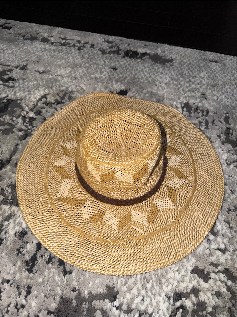 Echo Natural Straw Wide-Brim Hat with Brown Band